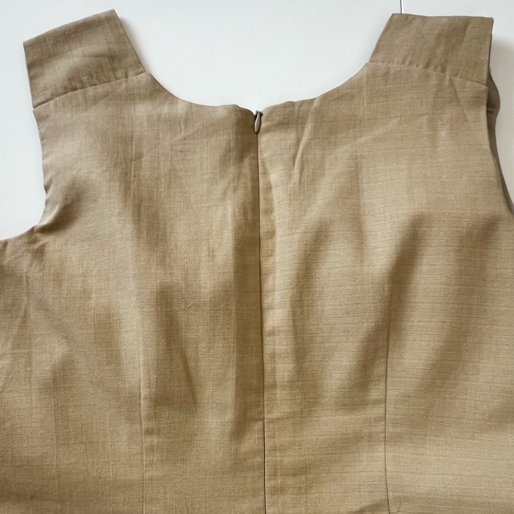 Vintage Mexican Artisan Floral Embroidered Shift Dress Beige Size 36 - Picture 9 of 14